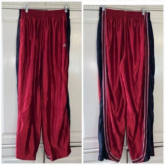 Adidas Track Pants Men L Red Vintage Retro‎ Metallic Shimmer Athletic Old School